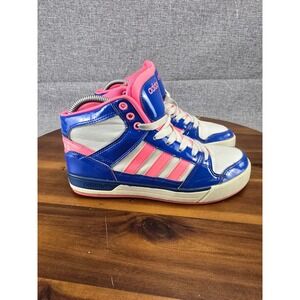 Adidas NEO Label High Top Sneakers Blue Pink White Kids Size 6 F98255 Retro